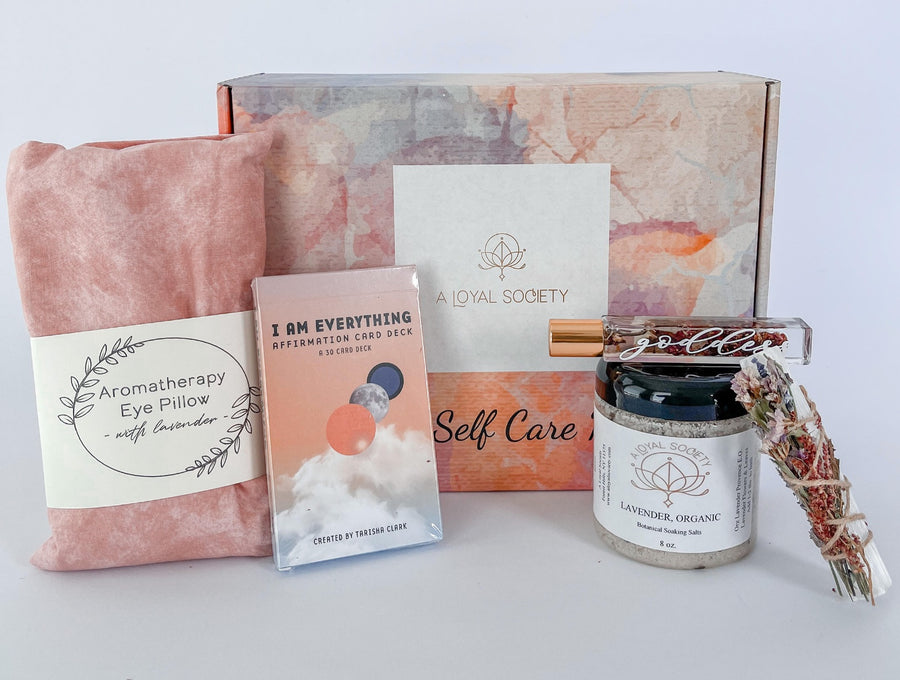 A Loyal Society Goddess Self Care Gift Box. A Loyal Society is a certified Black-Owned and Woman-Owned Gifting Company.