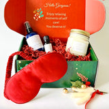 This beautiful Christmas giftset by A Loyal Society features a red sleep mask, rosewater pillow spray, soothing lavender essential oil and a relaxation candle. Elegant and easy to use, it makes a wonderful holiday gift for her. 