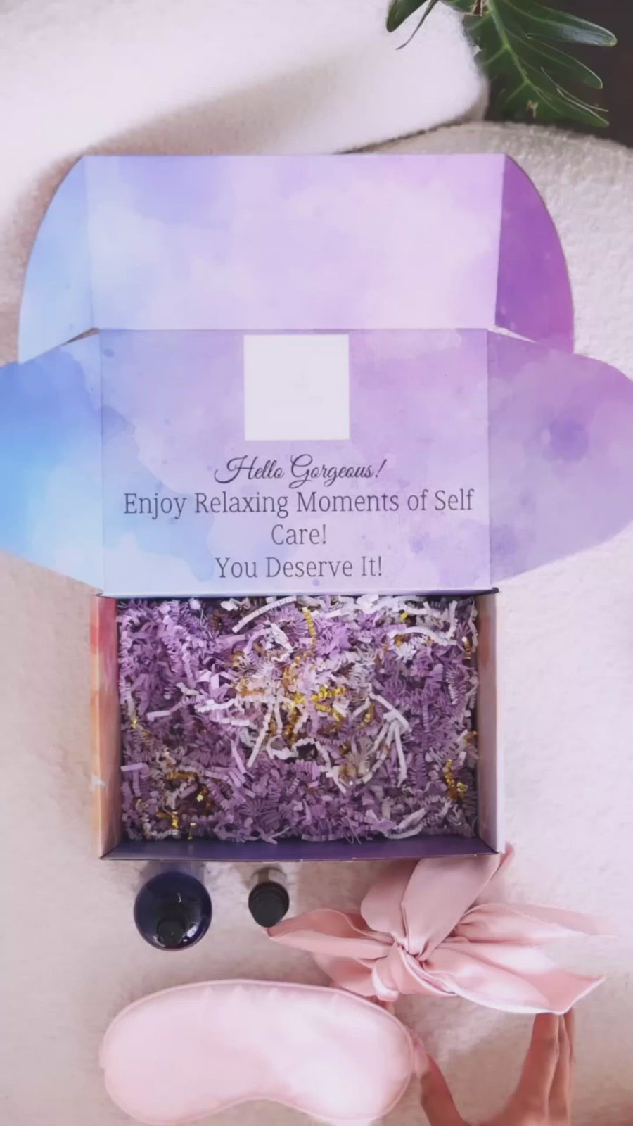 Video of A Loyal Society Dream Queen Self Care Box being packed as a self care gift or care pacakge