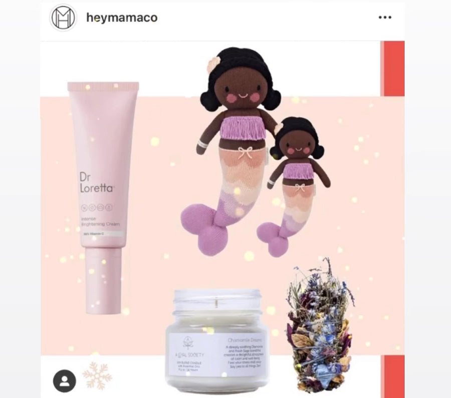 Image of Instagram Post by Hey Mama Featuring A Loyal Society Self Care Bundle of Relaxation Candle and Floral Sage Wand.